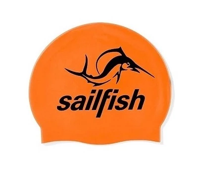 czepek silikonowy sailfish orange black logo