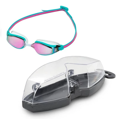 Aqua Sphere Okulary Pływackie Fastlane Pink Titanium Mirror + Etui